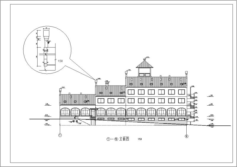 中式仿古多层接待中心建筑设计方案CAD施工图纸 - 1