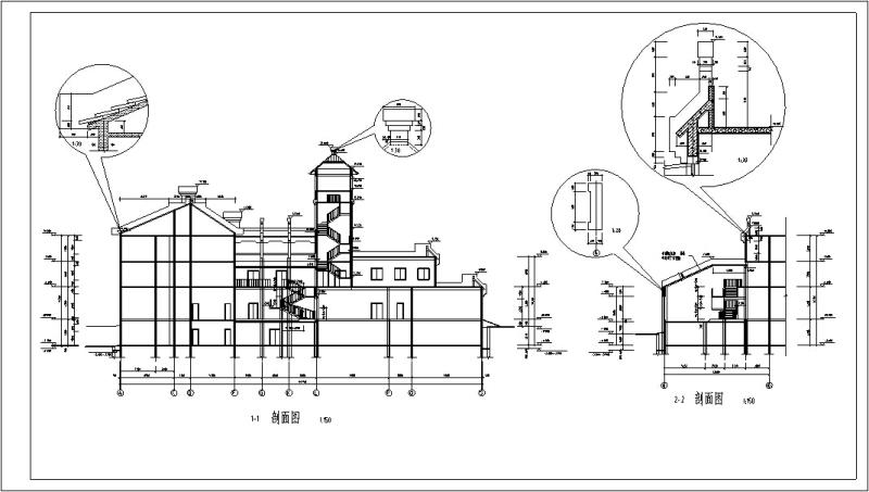 中式仿古多层接待中心建筑设计方案CAD施工图纸 - 2