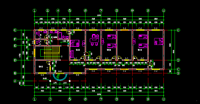 3层砖混结构县级机关生活服务中心建筑施工CAD图纸 - 5