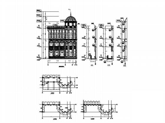 框架结构4层欧式风格综合楼幕墙CAD施工图纸 - 2