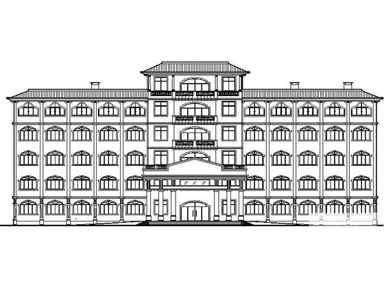 欧陆风格5层办公楼及大门建筑施工CAD图纸(27张图纸) - 4