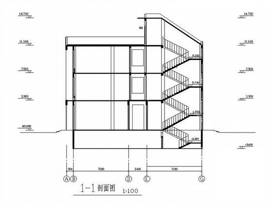 4层办公综合楼建筑CAD施工图纸 - 3