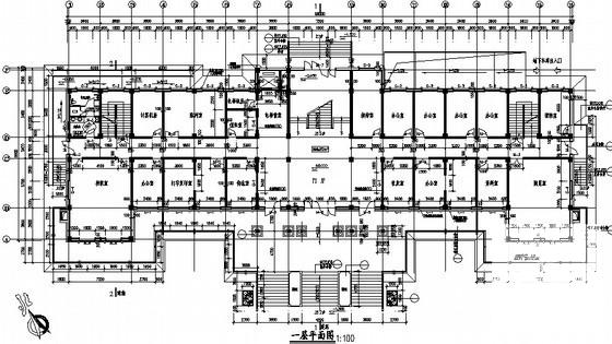 短肢剪力墙结构5层中式仿古办公楼建筑施工CAD图纸 - 1