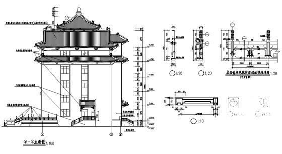 短肢剪力墙结构5层中式仿古办公楼建筑施工CAD图纸 - 4