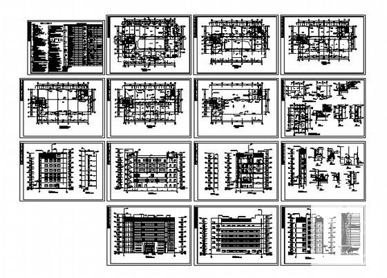 现代风格6层框架结构办公楼建筑施工CAD图_框架结构 - 1
