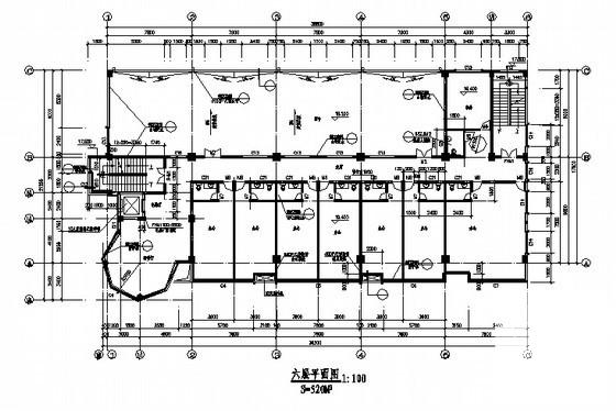 现代风格6层框架结构办公楼建筑施工CAD图_框架结构 - 3