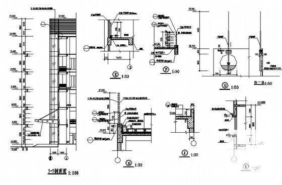 现代风格6层框架结构办公楼建筑施工CAD图_框架结构 - 5