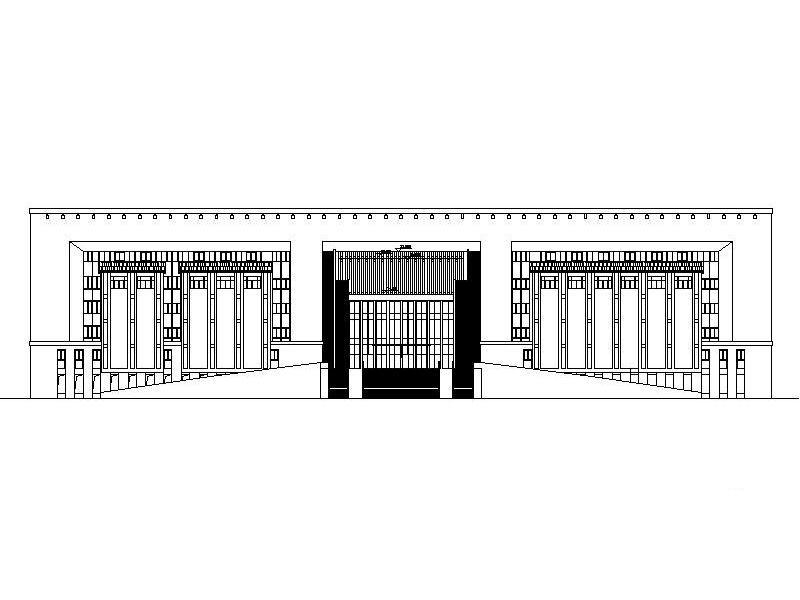 6层中式风格行政办公楼玻璃幕墙建筑CAD施工图纸 - 1