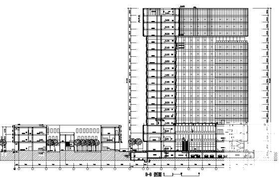 19层现代风格办公楼幕墙建筑施工CAD图纸（含人防地下室,22张图纸） - 4