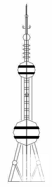 现代风格30米仿东方明珠式不锈钢工艺塔建筑施工CAD图纸 - 2