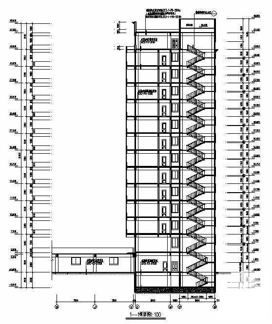 13层框架结构商用办公楼建筑施工CAD图纸（平屋顶） - 4