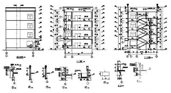 4层现代风格框架结构小型办公楼建筑方案设计CAD图纸 - 1