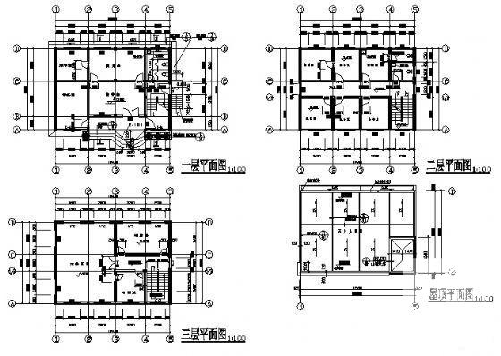10.8米砖混结构3层办公楼建筑结构方案设计CAD图纸 - 1