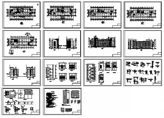 船艇公司4层框架结构办公楼建筑施工CAD图纸 - 1