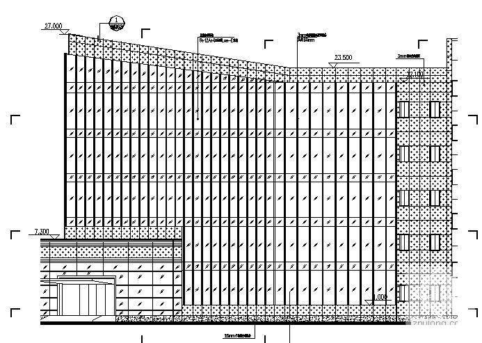 电信框架结构综合楼幕墙设计CAD施工图纸 - 2