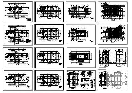 8层框架剪力墙机关办公大楼建筑施工CAD图纸 - 1