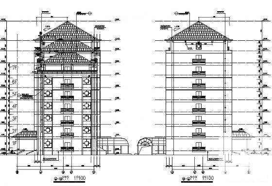 8层框架剪力墙机关办公大楼建筑施工CAD图纸 - 2