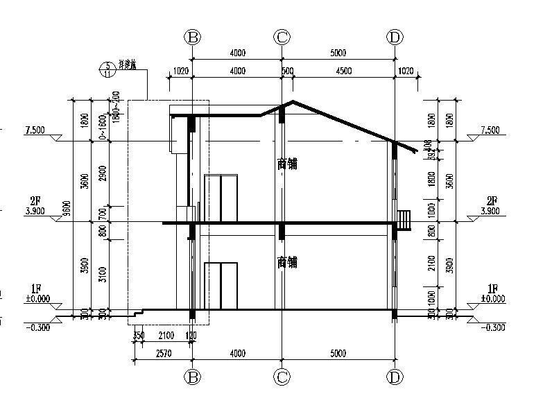 两层红瓦屋面商业建筑施工CAD图纸 - 2