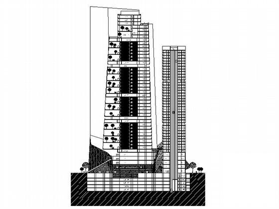 48层超高层办公楼建筑分析图纸（198米） - 2