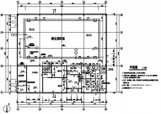 综合消防池建筑结构CAD施工图纸 - 1