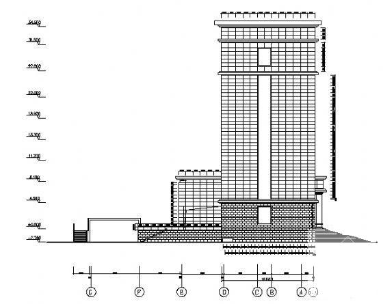 7层银行干挂石材幕墙办公楼建筑CAD图纸(钢筋混凝土结构) - 2