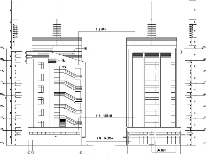 现代商住综合楼建筑设计CAD施工图纸(钢筋混凝土结构) - 5