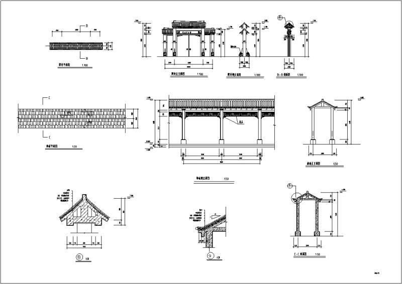 中式仿古农家乐餐饮商业建筑设计方案CAD施工图纸 - 3