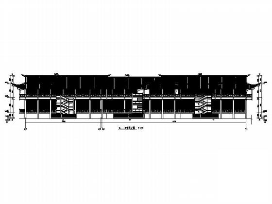 2层新中式风格商业综合体建筑施工CAD图纸（颇具特色）(钢筋混凝土结构) - 3