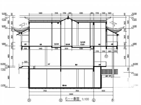 2层新中式风格商业综合体建筑施工CAD图纸（颇具特色）(钢筋混凝土结构) - 5