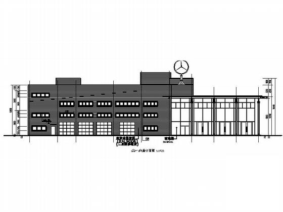 两层奔驰汽车4S店建筑施工CAD图纸（甲级设计院） - 2