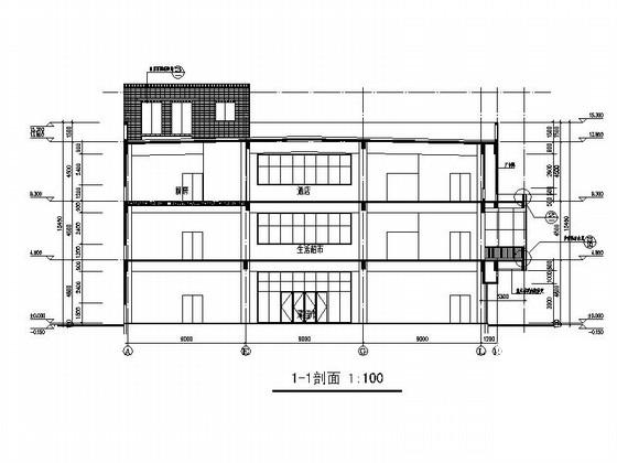 3层现代风格大型超市建筑施工CAD图纸（面积约5000平米）(综合商场) - 1
