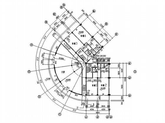 6层扇形商业综合楼建筑CAD施工图纸 - 3