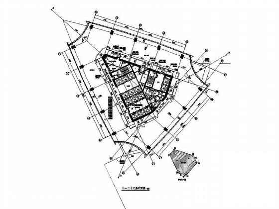 三角地带38层办公综合楼建筑CAD图纸 - 1