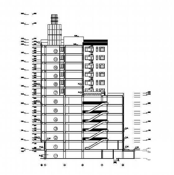 12层商场宾馆综合楼建筑CAD施工图纸 - 3