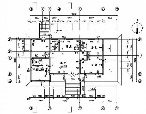 砖混结构单层平房建筑CAD施工图纸 - 1