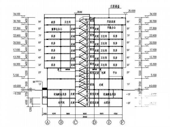 9层商业综合楼建筑CAD施工图纸(卫生间大样图) - 5