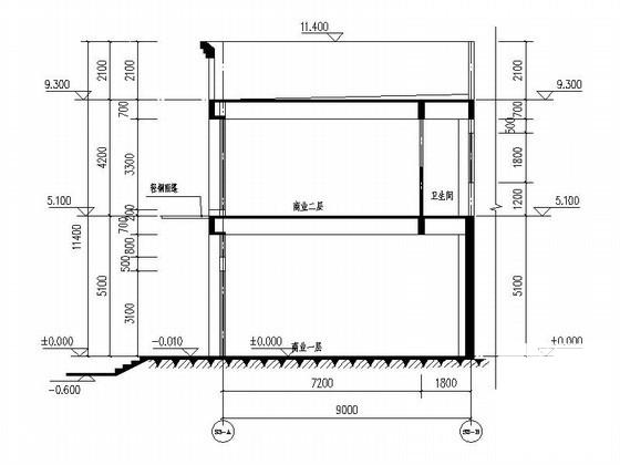 住宅区2层商铺建筑CAD施工图纸（3、4号楼） - 4