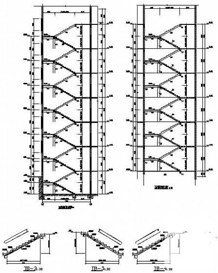 6层框架结构教学楼结构CAD施工图纸(人工挖孔桩) - 2