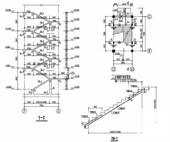 5层框架结构职工活动中心结构CAD施工图纸(平面布置图) - 3