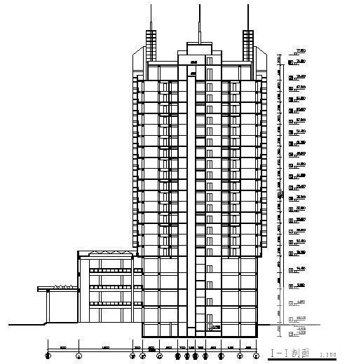 21层酒店建筑设计方案设计图纸（框筒结构） - 1