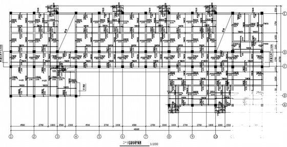 6层框架结构教学综合楼结构CAD施工图纸（坡屋面中学教学综合楼） - 1