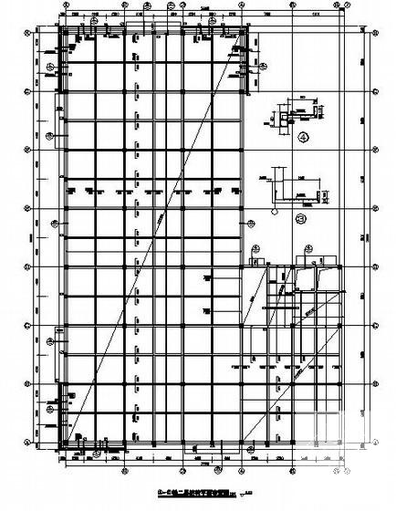 3层框架结构厂房结构CAD施工图纸（桩基础）(平面布置图) - 1