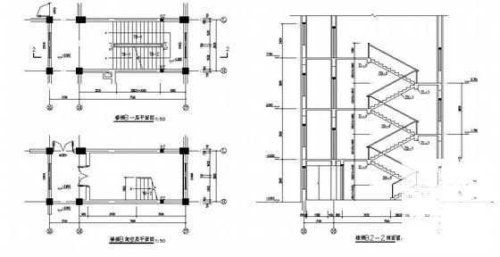 4层框架结构办公楼结构CAD施工图纸（L型） - 1