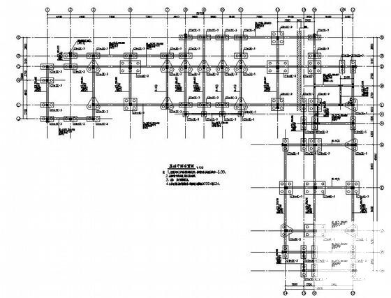 4层框架结构办公楼结构CAD施工图纸（L型） - 2