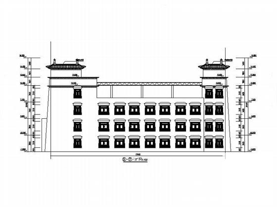 3层框架结构藏式风格医疗建筑施工CAD图纸（效果图纸）(抗震设防类别) - 1