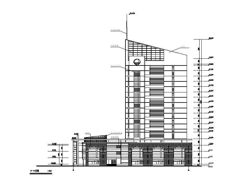 现代感连廊式三级甲等综合性病房大楼建筑施工CAD图纸(非机动车停车位) - 1