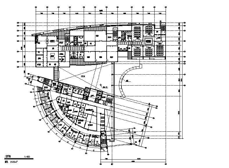 现代感连廊式三级甲等综合性病房大楼建筑施工CAD图纸(非机动车停车位) - 4