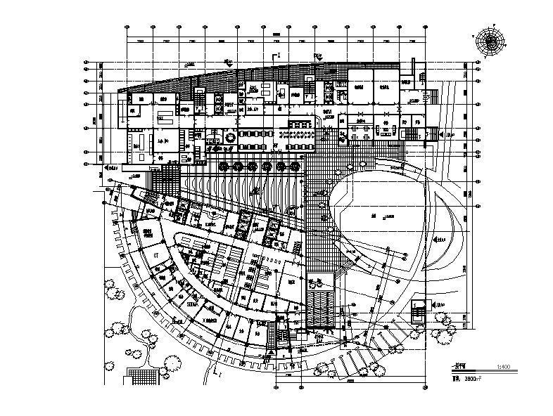 现代感连廊式三级甲等综合性病房大楼建筑施工CAD图纸(非机动车停车位) - 5