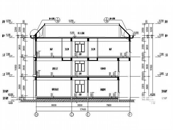 社会福利院3层病房建筑施工CAD图纸 - 1