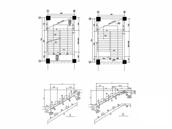 8层框架结构服务中心结构CAD施工图纸（裙房）(楼梯配筋图) - 3